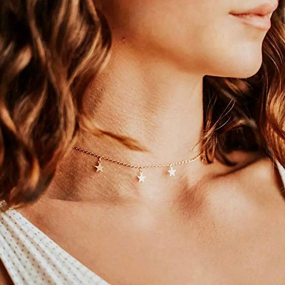 Trendy “Star Spangled” Minimal Choker BohoNecklace - Picture 2 of 9